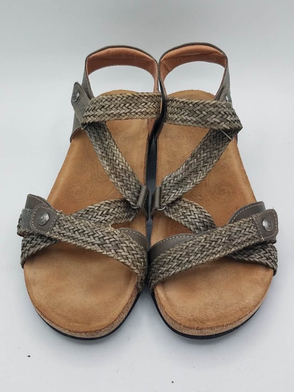 Taos Footwear Trulie Braided Leather Sandals Dark Gray Womens 9-9.5 EU 40 2790
